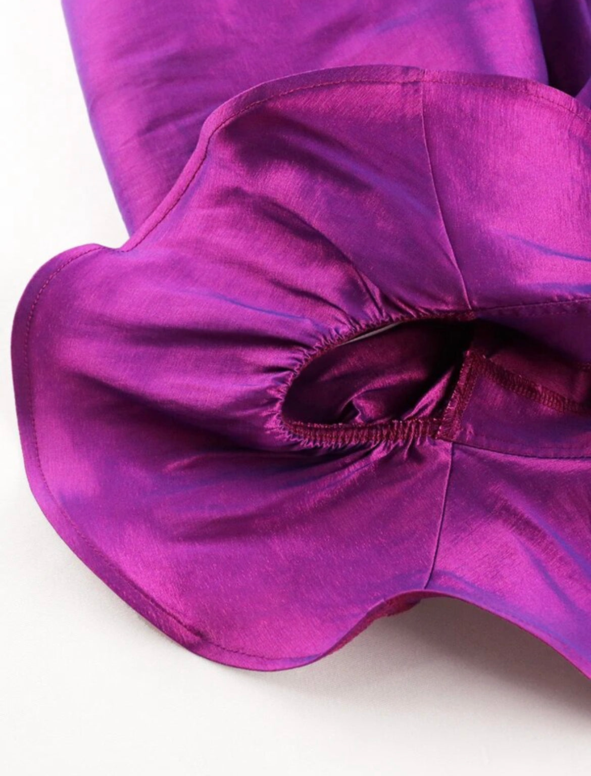 Purple Off Shoulder Slash Neck Ruffle Long Sleeve  Party Top