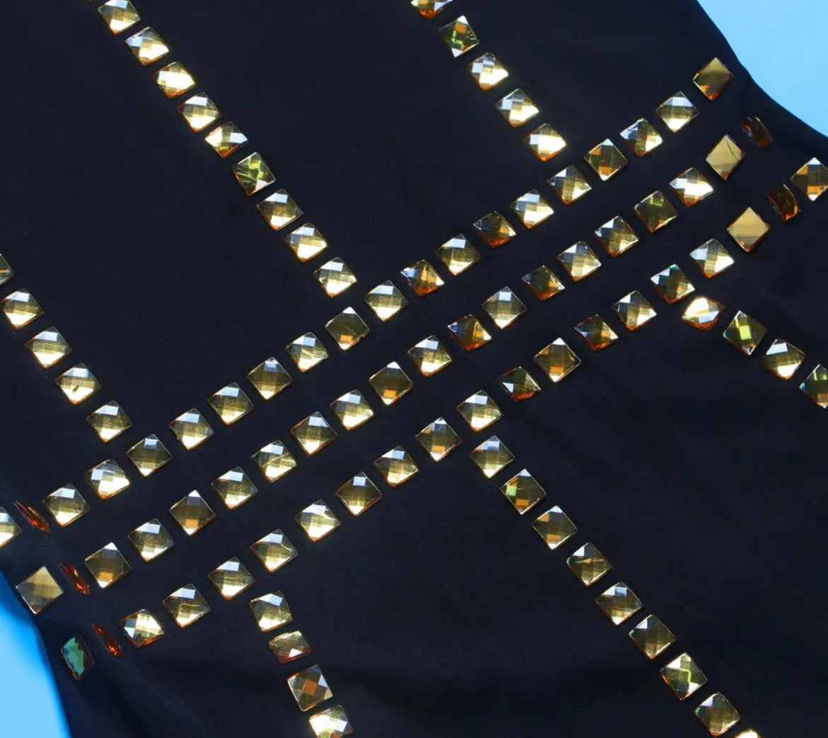 Sexy Beaded Bodycon Long Sleeve Drilling HOT Sheath Long Sleeve Dress
