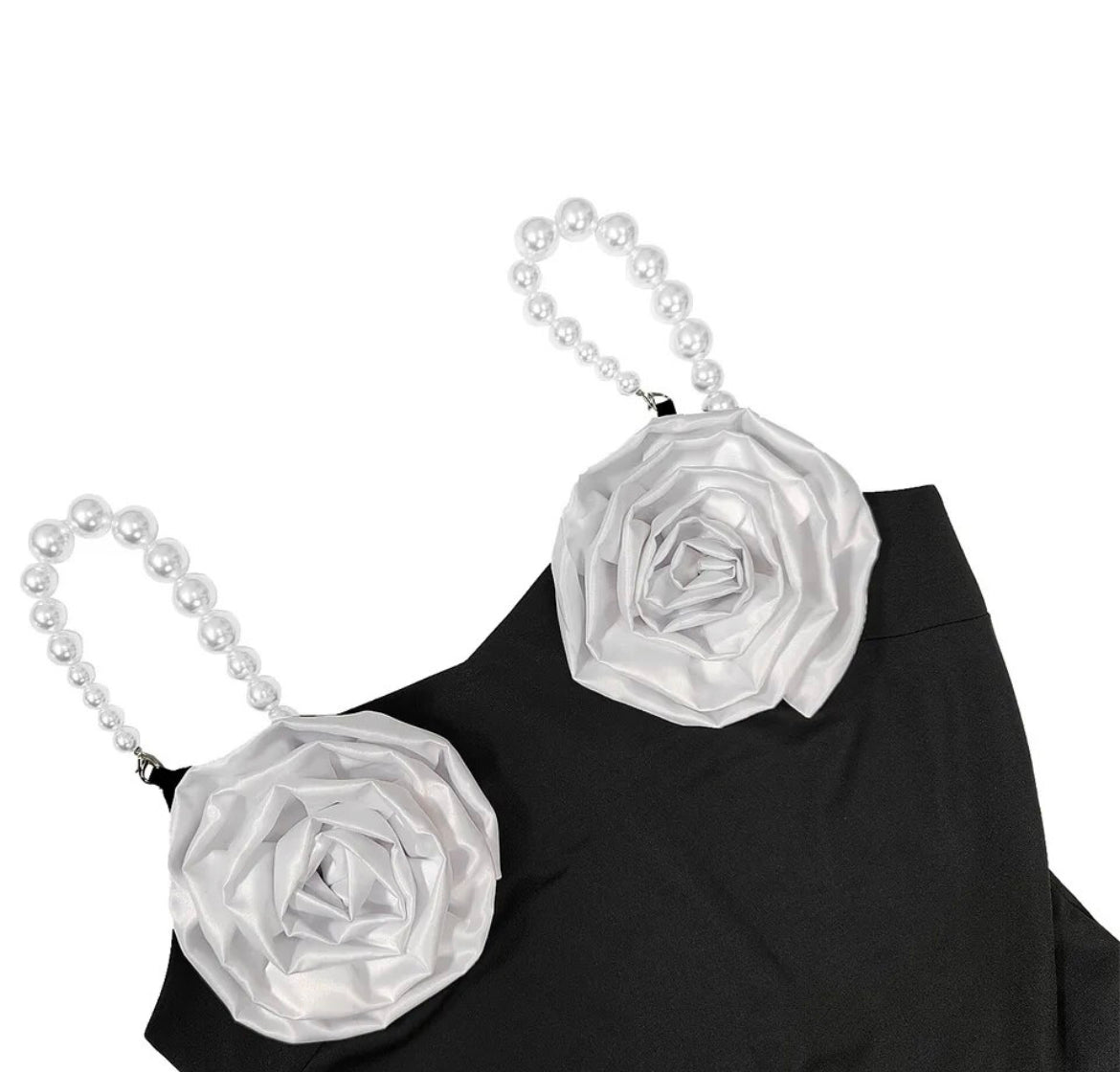 Black Pearl Strap Bodycon Mermaid Sexy Cocktail Dress