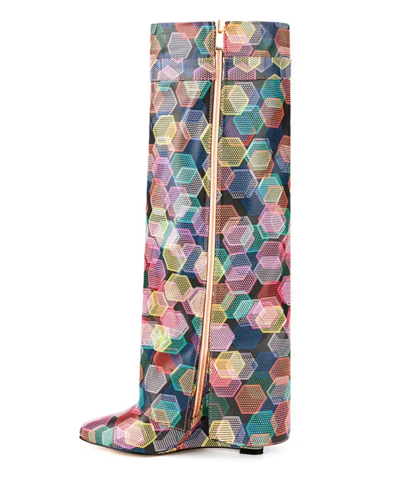 Multi-Color Hexagon Shark Attack Knee Boots