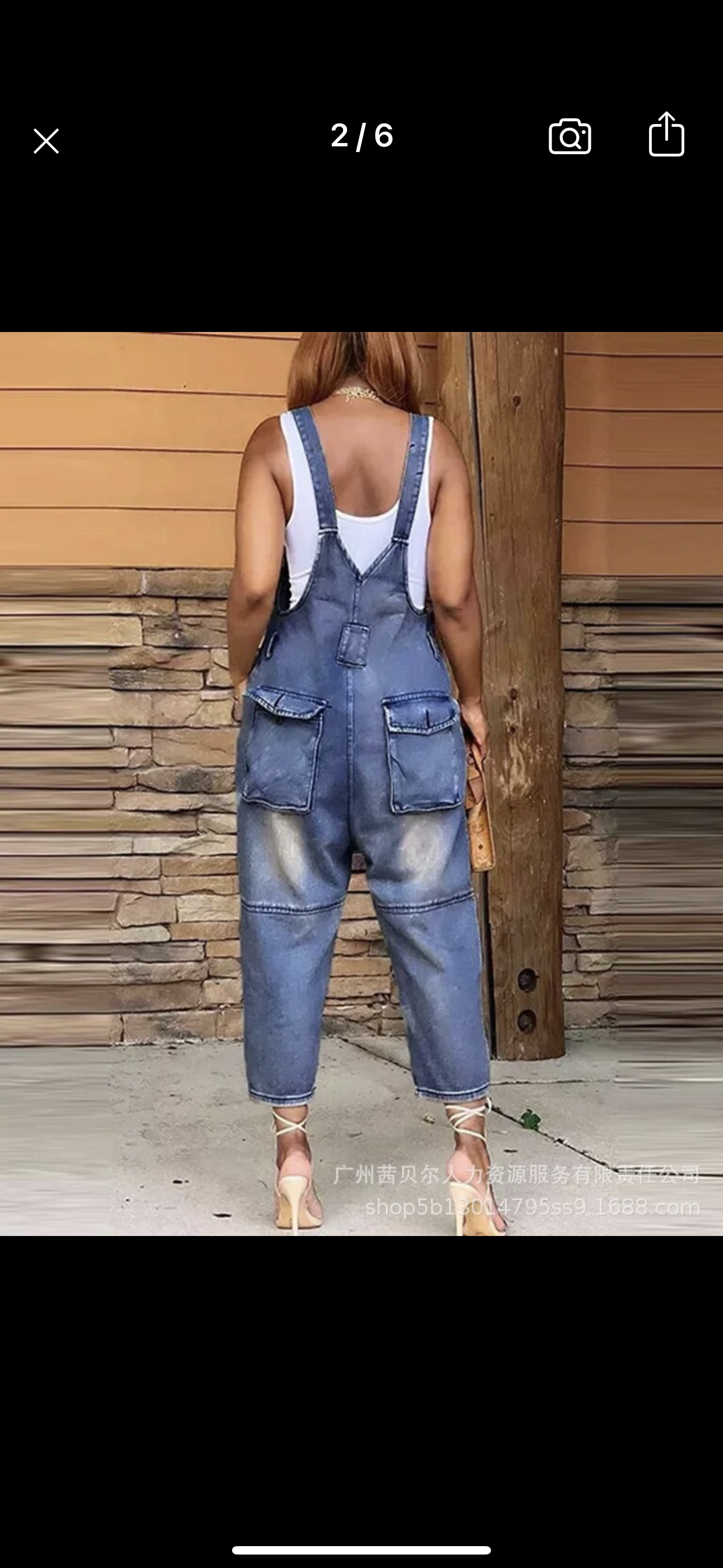 Black Denim Pocket Design Buttoned Suspender High Waist Ankle Length Overall Jumpsuit