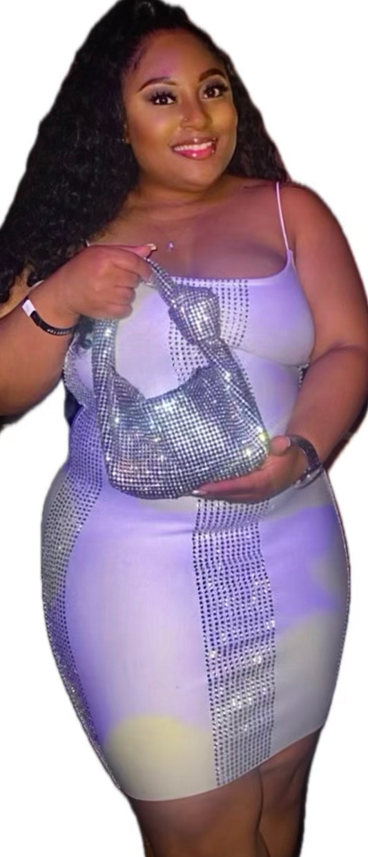 Silver Rhinestone Top Handle Knotted Hobo Styled Handbag